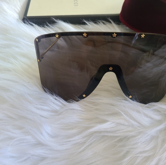 Gucci Rimless Shield Sunglasses w/ Star Studs - Picture 9 of 14